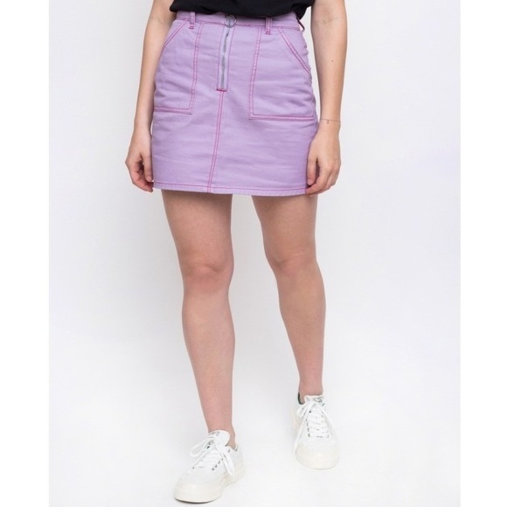 Lazy Oaf Contrast Stitch Cigarette Mini Skirt 28 Purple Novelty Indie Sleaze Y2K